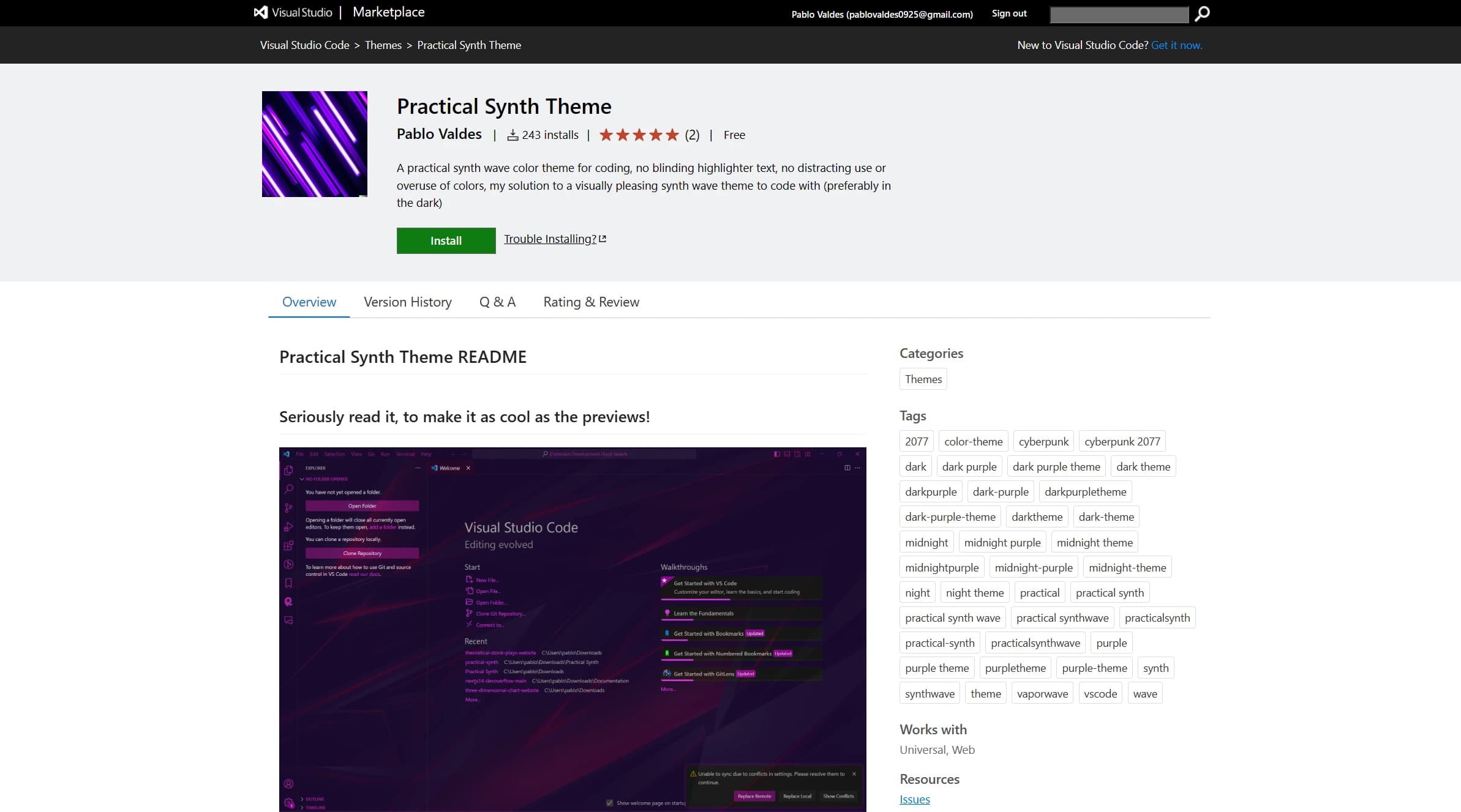 Practical Synth Theme preview